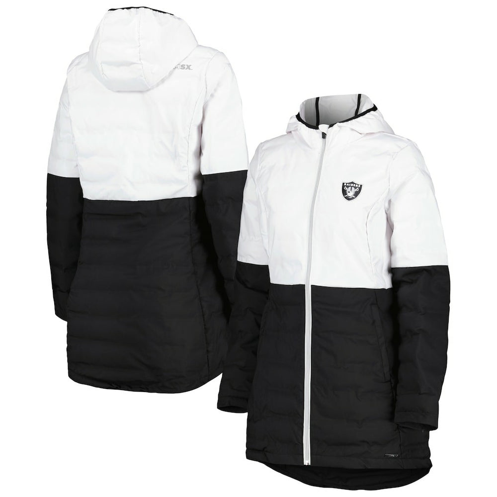 Las Vegas Raiders MSX by Michael Strahan Women's Willow Quilted Hoodie Full-Zip Jacket White/Black - NFL