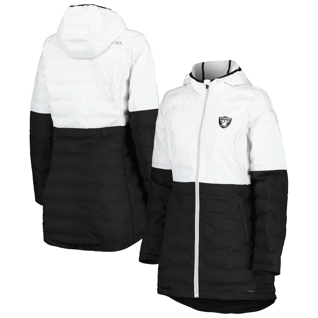 Las Vegas Raiders MSX by Michael Strahan Women's Willow Quilted Hoodie Full-Zip Jacket White/Black - NFL