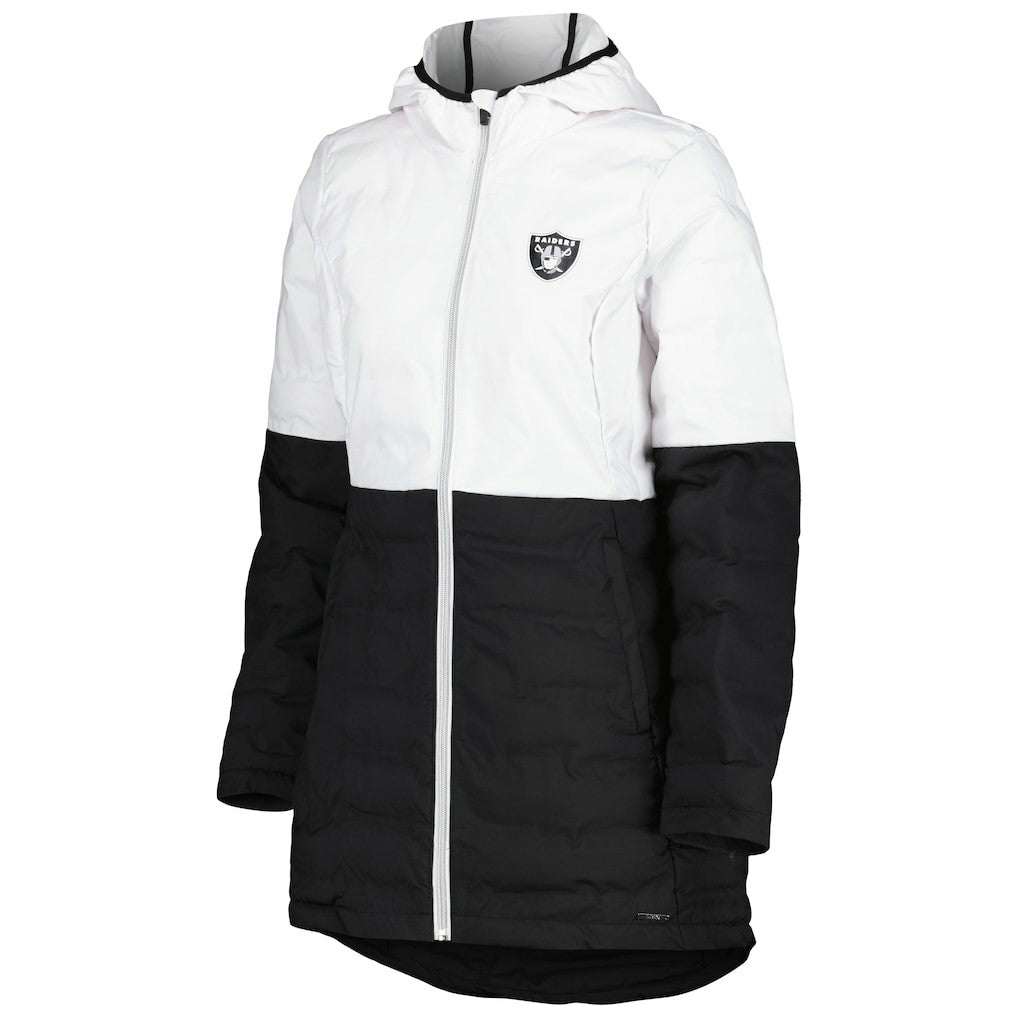 Las Vegas Raiders MSX by Michael Strahan Women's Willow Quilted Hoodie Full-Zip Jacket White/Black - NFL