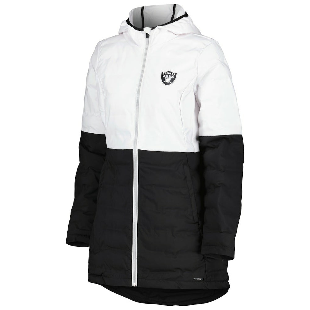 Las Vegas Raiders MSX by Michael Strahan Women's Willow Quilted Hoodie Full-Zip Jacket White/Black - NFL