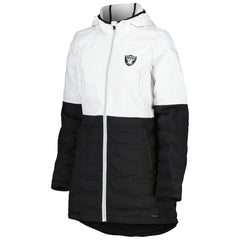Las Vegas Raiders MSX by Michael Strahan Women's Willow Quilted Hoodie Full-Zip Jacket White/Black - NFL