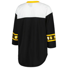 Pittsburgh Steelers G-III 4Her by Carl Banks Women's Double Team 3/4-Sleeve Lace-Up T-Shirt Black/White - NFL