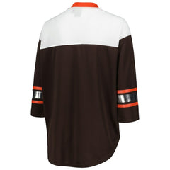 Cleveland Browns G-III 4Her by Carl Banks Women's Double Team 3/4-Sleeve Lace-Up T-Shirt Brown/White - NFL