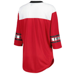 Arizona Cardinals G-III 4Her by Carl Banks Women's Double Team 3/4-Sleeve Lace-Up T-Shirt Cardinal/White - NFL