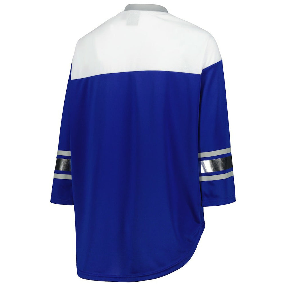 Indianapolis Colts G-III 4Her by Carl Banks Women's Double Team 3/4-Sleeve Lace-Up T-Shirt Royal/White - NFL