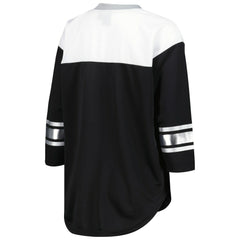 Las Vegas Raiders G-III 4Her by Carl Banks Women's Double Team 3/4-Sleeve Lace-Up T-Shirt Black/White - NFL