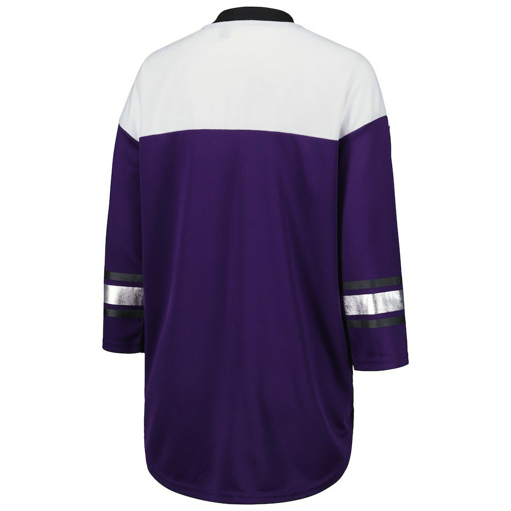 Baltimore Ravens G-III 4Her by Carl Banks Women's Double Team 3/4-Sleeve Lace-Up T-Shirt Purple/White - NFL