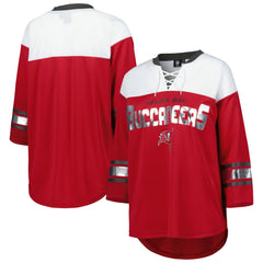 Tampa Bay Buccaneers G-III 4Her by Carl Banks Women's Double Team 3/4-Sleeve Lace-Up T-Shirt Red/White - NFL