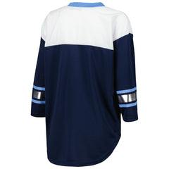 Tennessee Titans G-III 4Her by Carl Banks Women's Double Team 3/4-Sleeve Lace-Up T-Shirt Navy/White - NFL