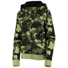 Boston Red Sox New Era Women's 2022 MLB Armed Forces Day Camo Full-Zip Hoodie Lifestyle