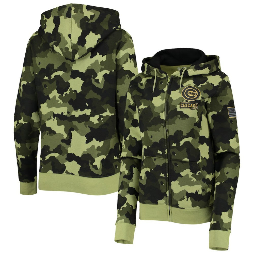 Chicago Cubs New Era Women's 2022 MLB Armed Forces Day Camo Full-Zip Hoodie discount