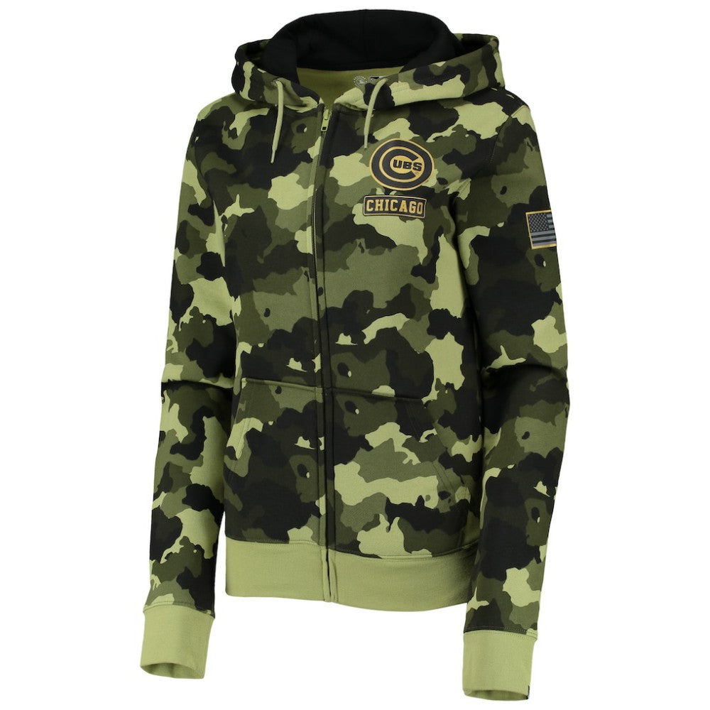 Chicago Cubs New Era Women's 2022 MLB Armed Forces Day Camo Full-Zip Hoodie discount