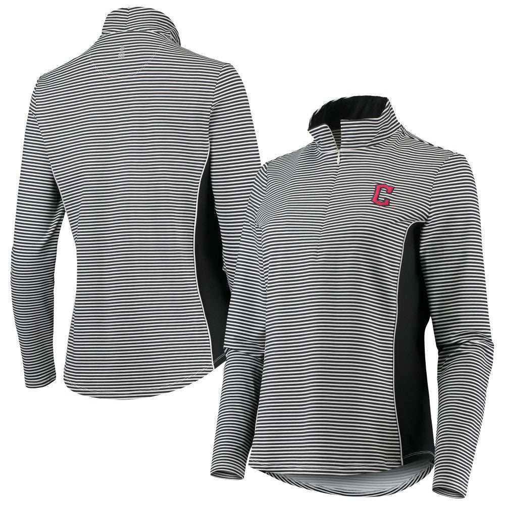 Cleveland Guardians Tommy Bahama Women's Aubrey Stripe Block IslandZone Half-Zip Jacket On Sale