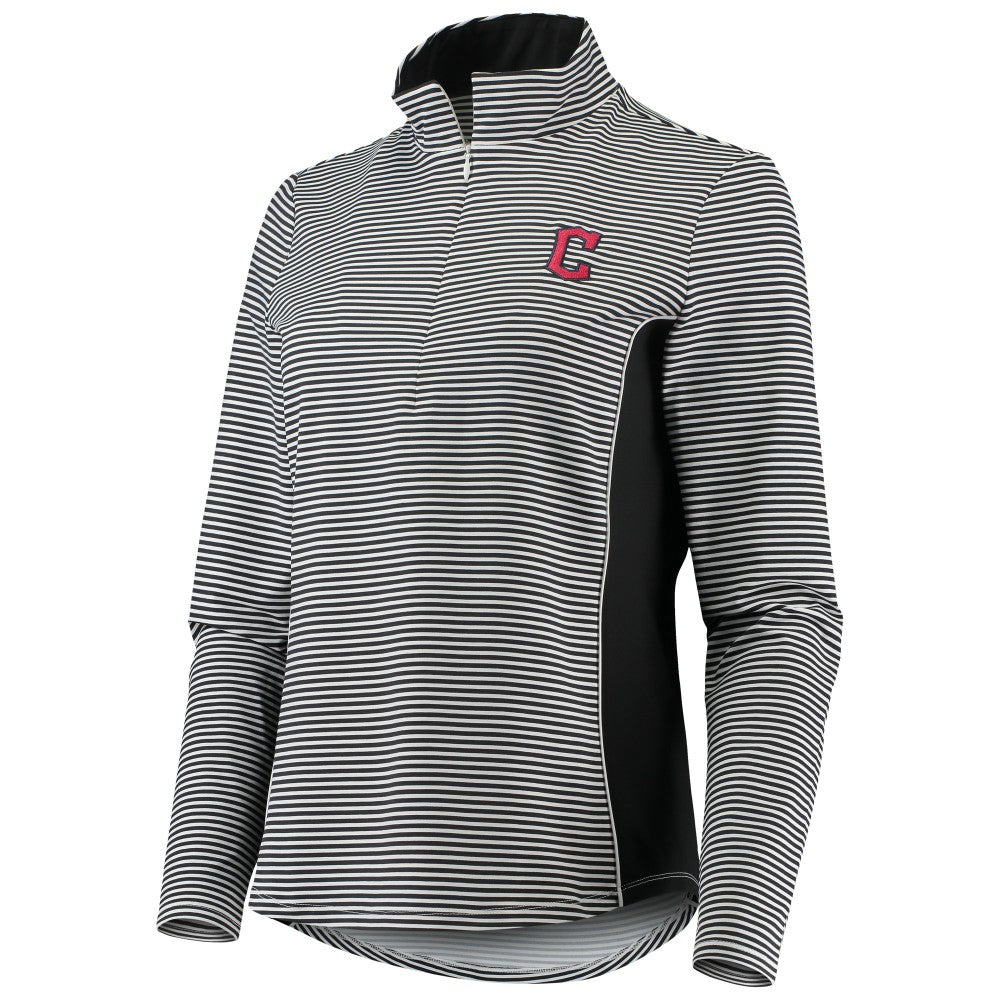 Cleveland Guardians Tommy Bahama Women's Aubrey Stripe Block IslandZone Half-Zip Jacket On Sale