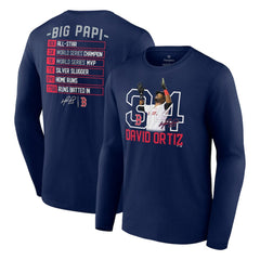 David Ortiz Boston Red Sox Fanatics Stats Resume Long Sleeve T-Shirt for sale