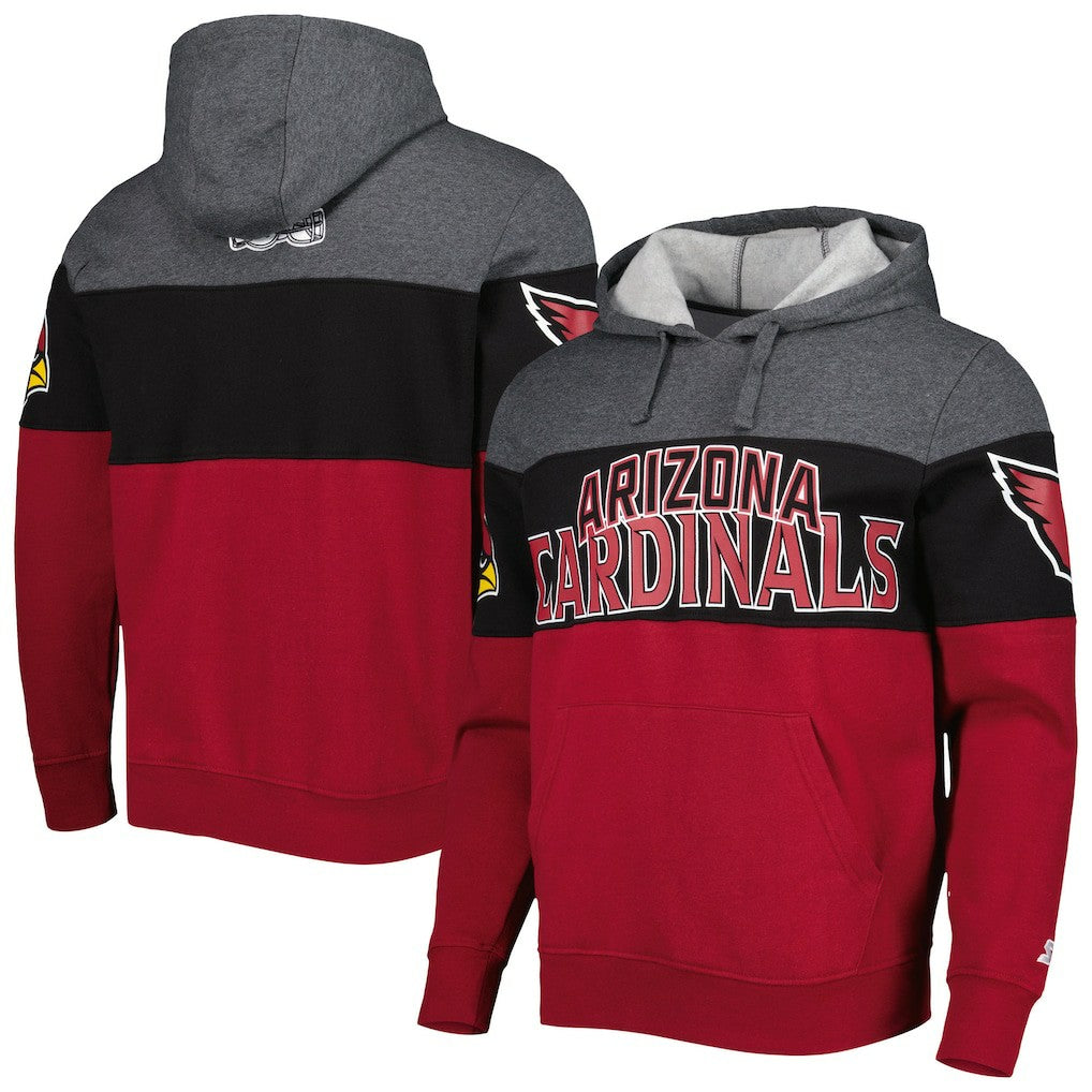 Arizona Cardinals Starter Extreme Pullover Hoodie Heather Charcoal/Cardinal - NFL
