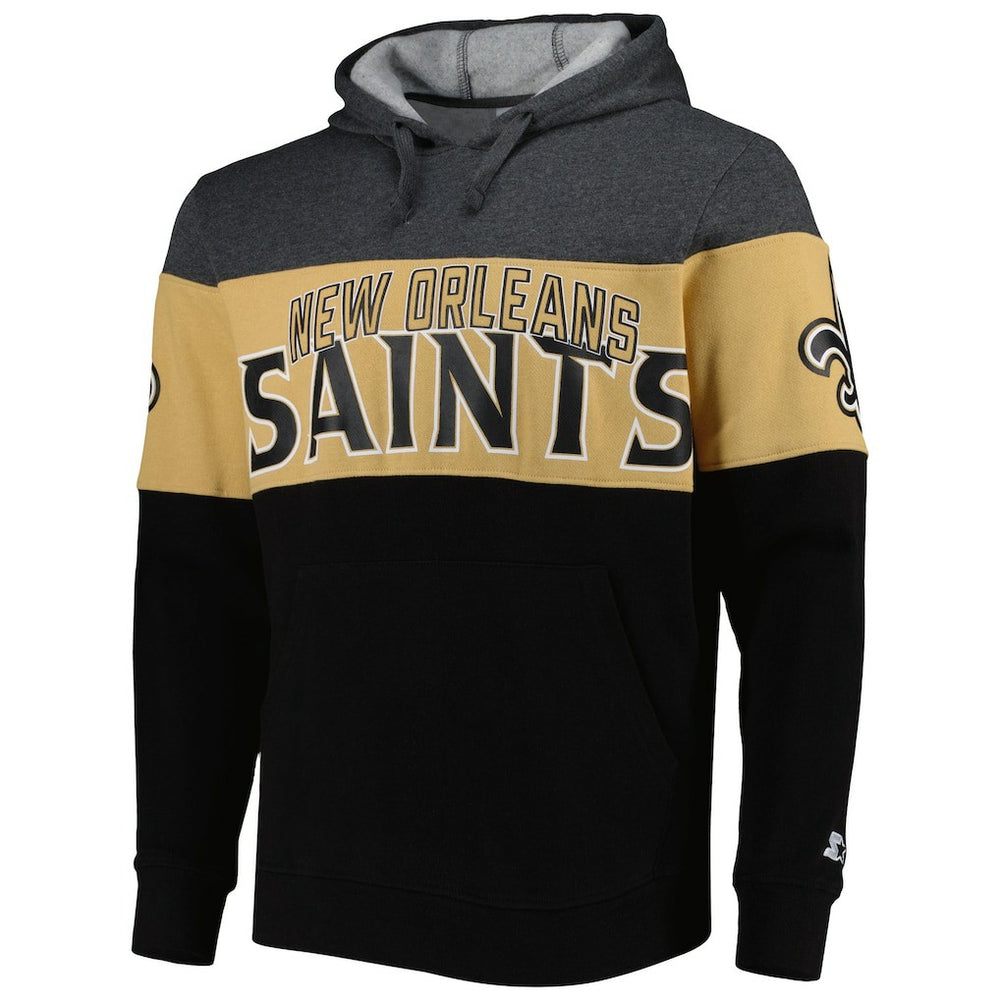 New Orleans Saints Starter Extreme Pullover Hoodie Black/Heather Gray - NFL