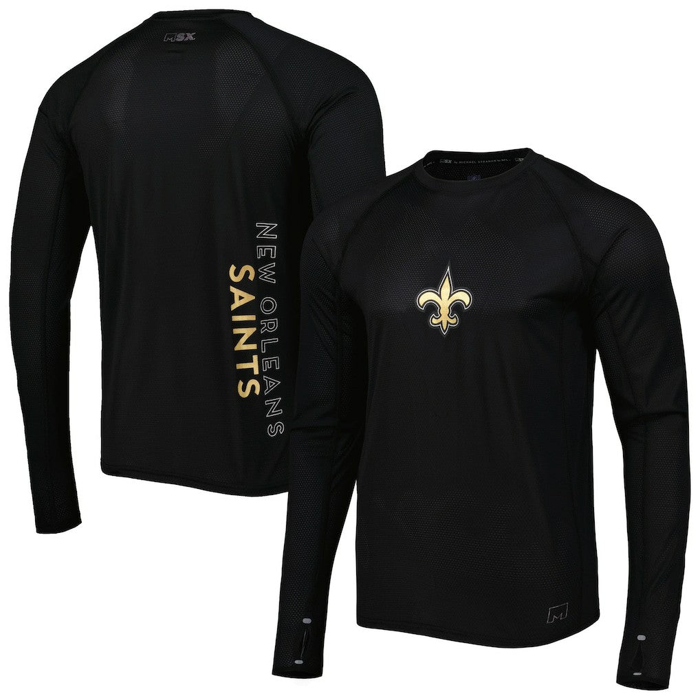 New Orleans Saints MSX by Michael Strahan Interval Long Sleeve Raglan T-Shirt Black - NFL