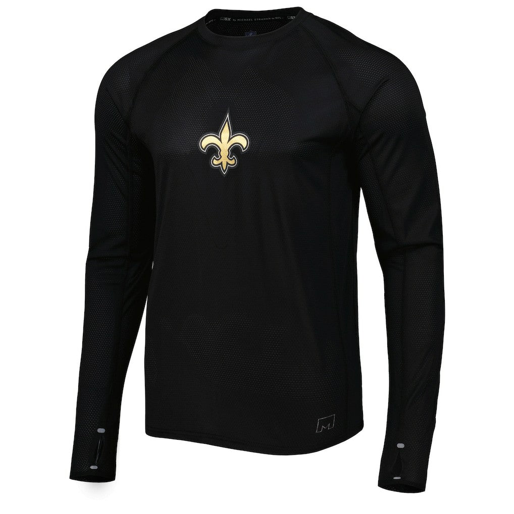 New Orleans Saints MSX by Michael Strahan Interval Long Sleeve Raglan T-Shirt Black - NFL