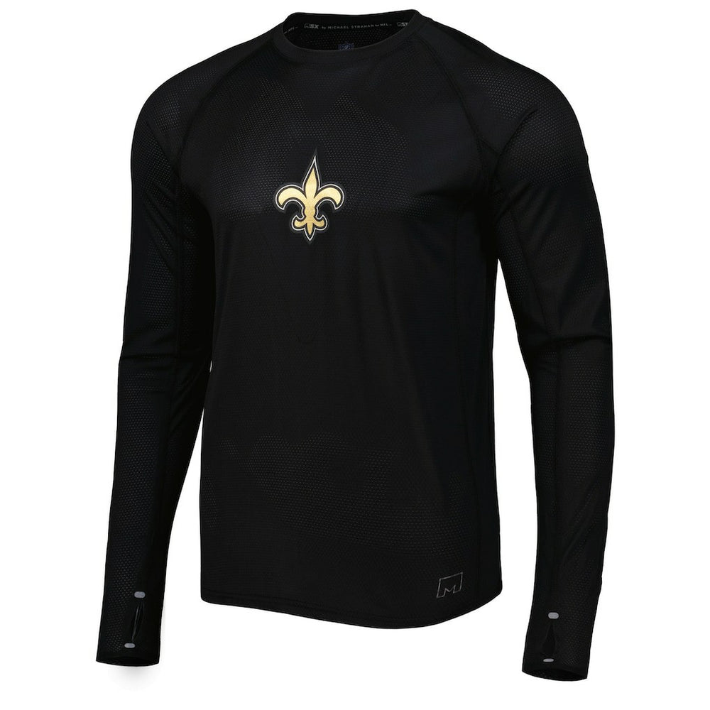 New Orleans Saints MSX by Michael Strahan Interval Long Sleeve Raglan T-Shirt Black - NFL