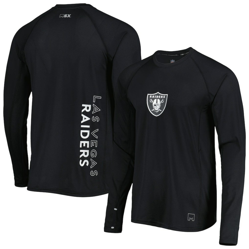 Las Vegas Raiders MSX by Michael Strahan Interval Long Sleeve Raglan T-Shirt Black - NFL