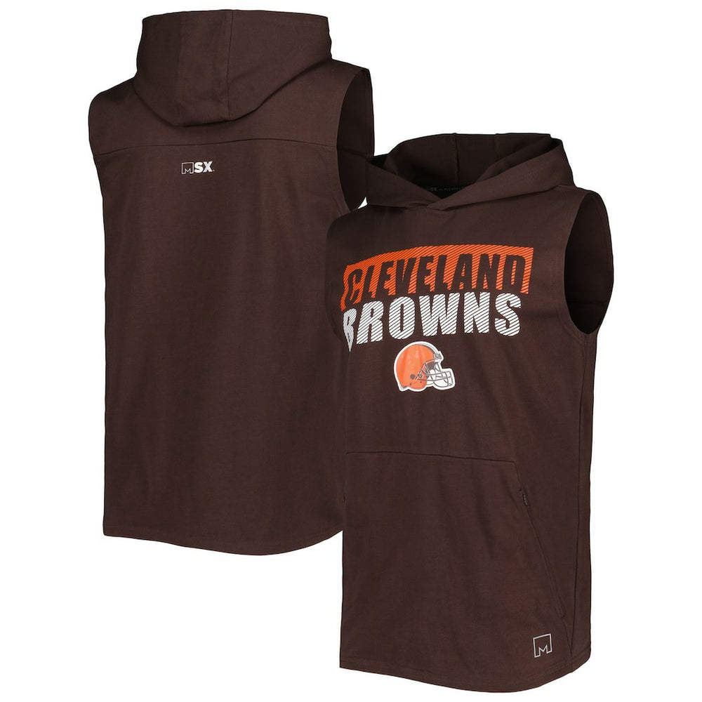 Cleveland Browns MSX by Michael Strahan Relay Sleeveless Pullover Hoodie Brown - NFL