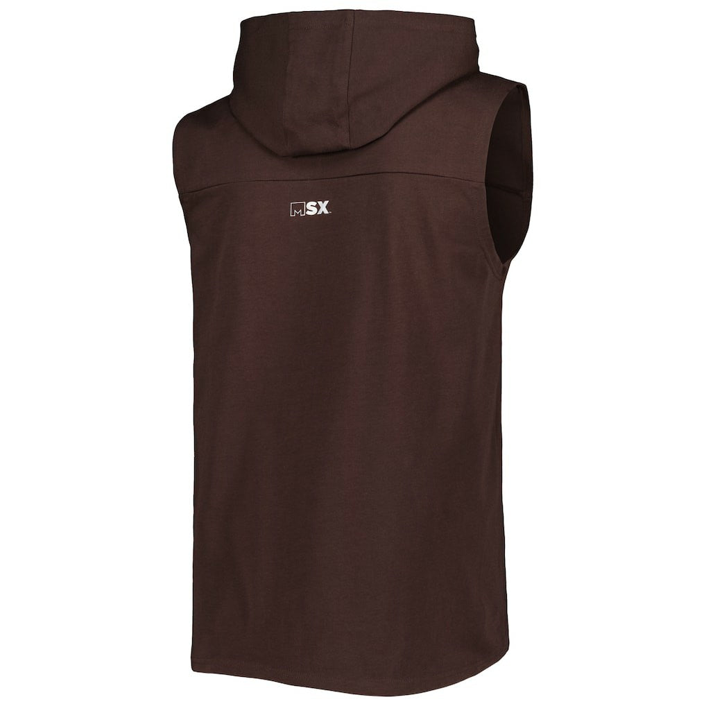 Cleveland Browns MSX by Michael Strahan Relay Sleeveless Pullover Hoodie Brown - NFL