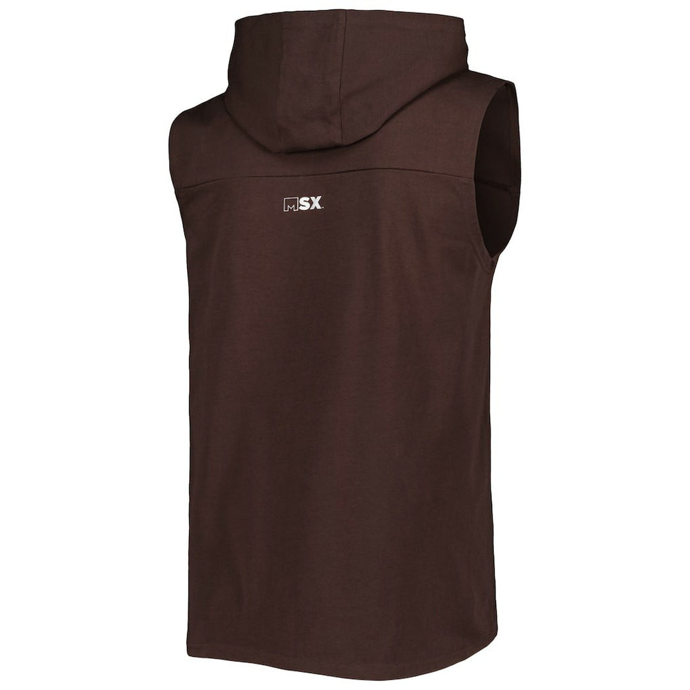 Cleveland Browns MSX by Michael Strahan Relay Sleeveless Pullover Hoodie Brown - NFL