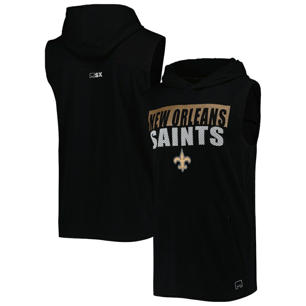 New Orleans Saints MSX by Michael Strahan Relay Sleeveless Pullover Hoodie Black - NFL