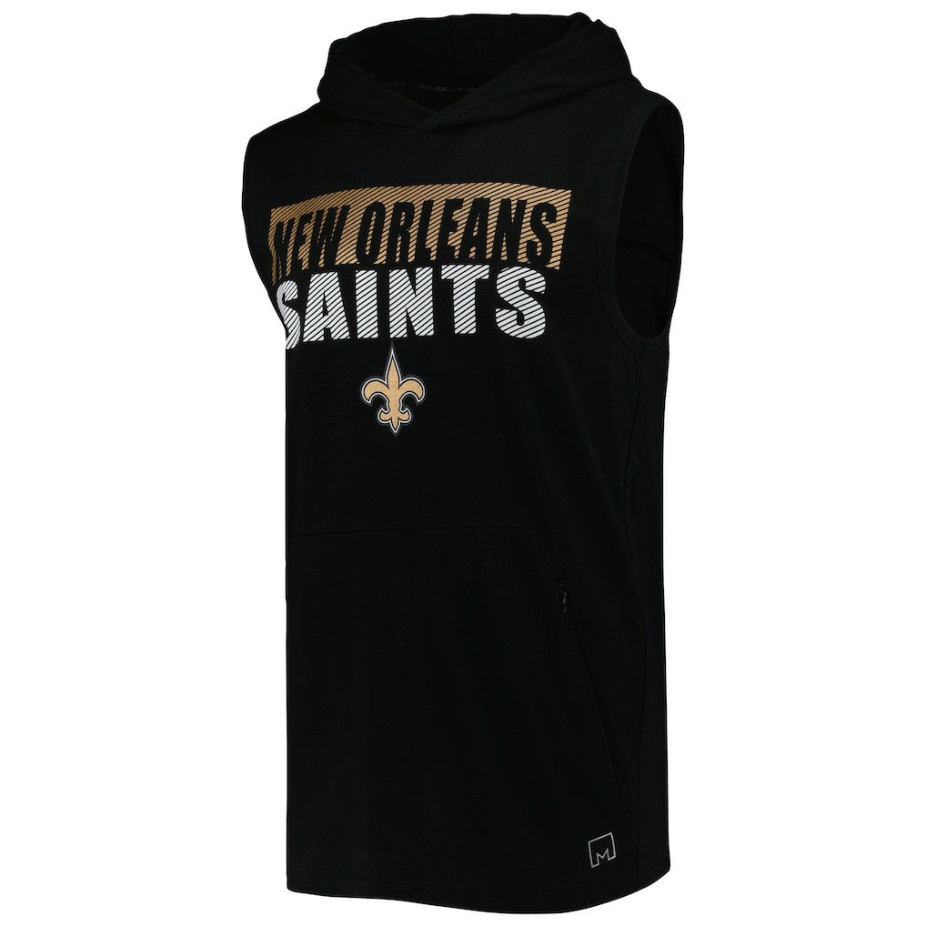 New Orleans Saints MSX by Michael Strahan Relay Sleeveless Pullover Hoodie Black - NFL