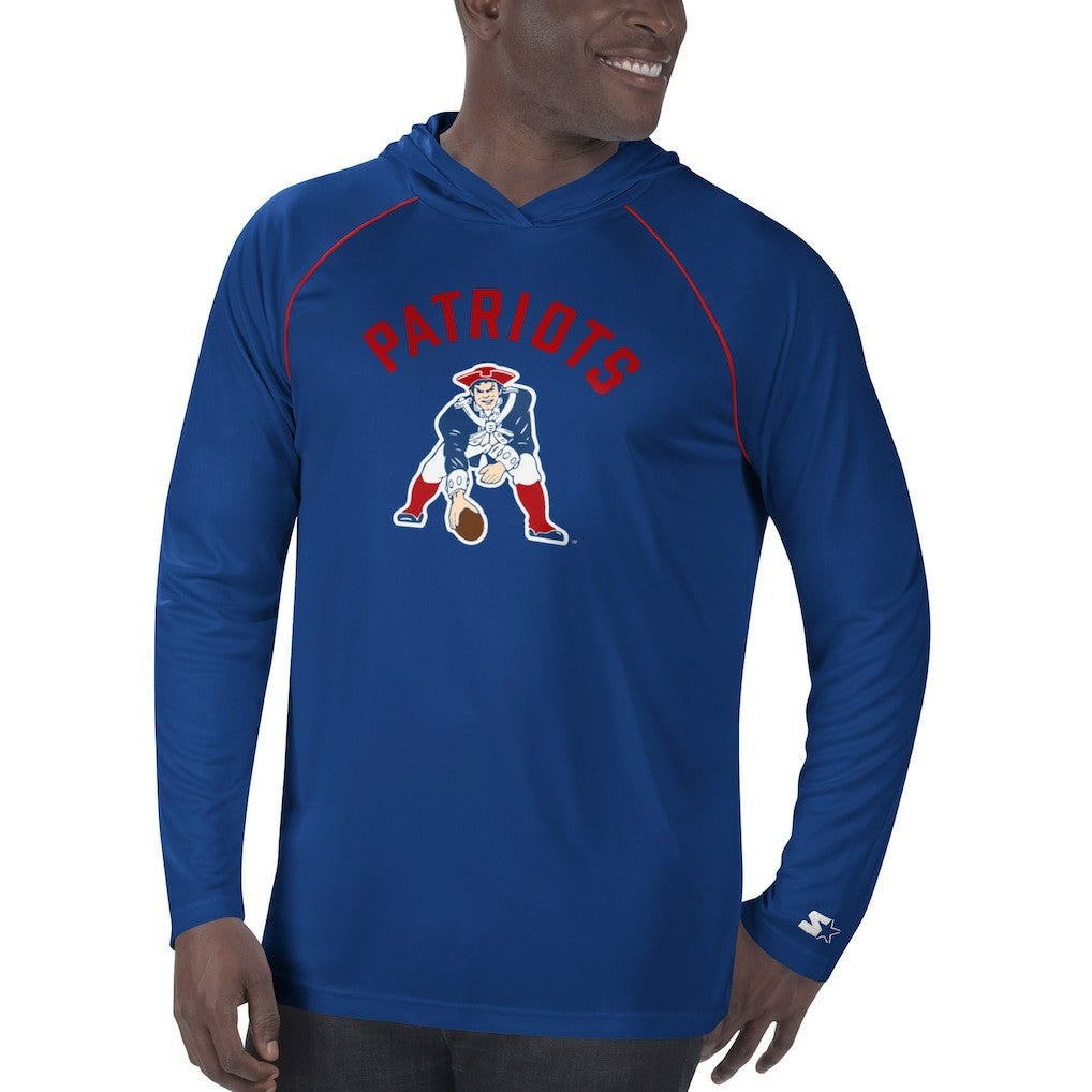 New England Patriots Starter Vintage Logo Raglan Hoodie T-Shirt Navy - NFL