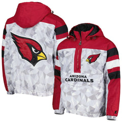 Arizona Cardinals Starter Thursday Night Gridiron Raglan Half-Zip Hooded Jacket White/Cardinal - NFL