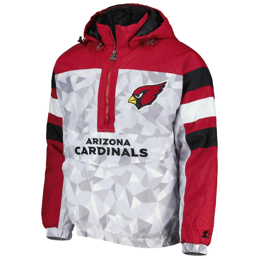 Arizona Cardinals Starter Thursday Night Gridiron Raglan Half-Zip Hooded Jacket White/Cardinal - NFL
