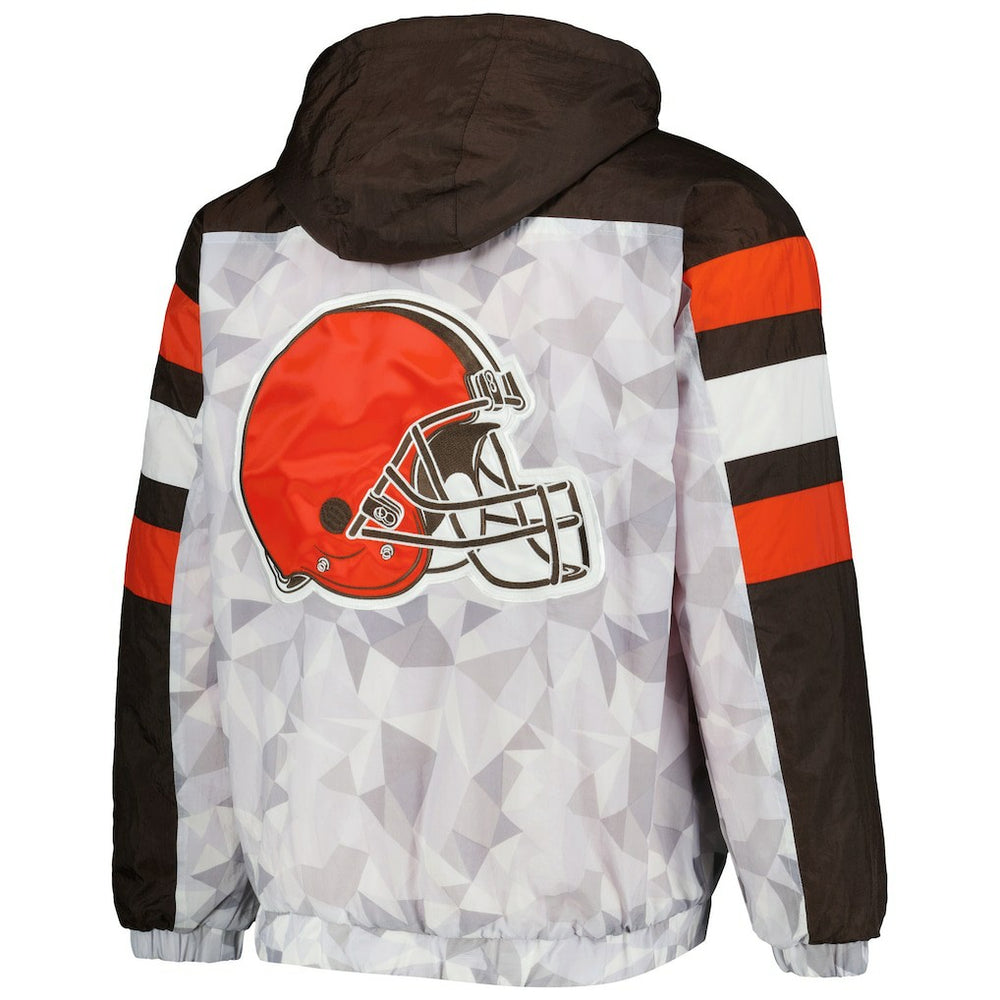 Cleveland Browns Starter Thursday Night Gridiron Raglan Half-Zip Hooded Jacket White/Brown - NFL