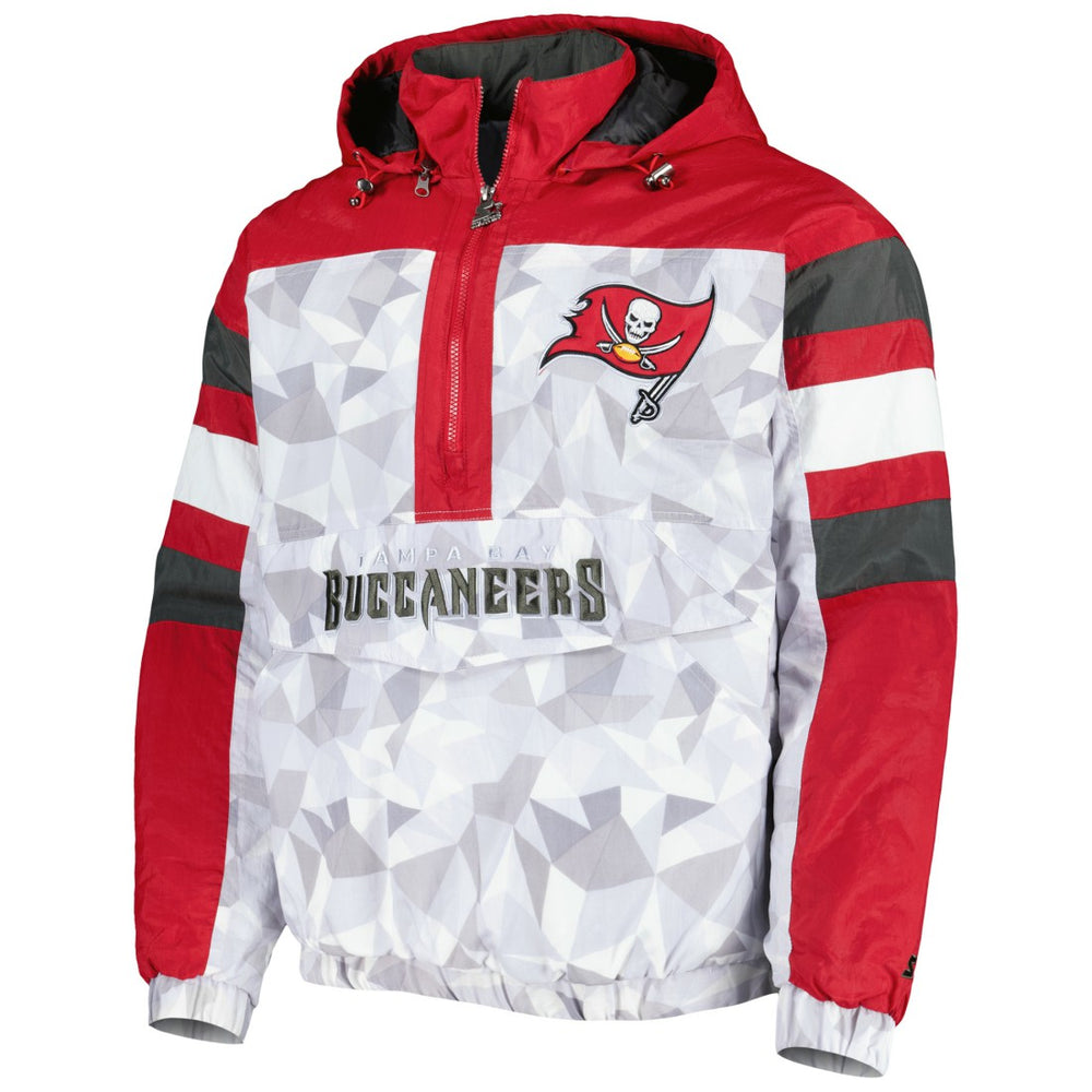 Tampa Bay Buccaneers Starter Thursday Night Gridiron Raglan Half-Zip Hooded Jacket White/Red - NFL