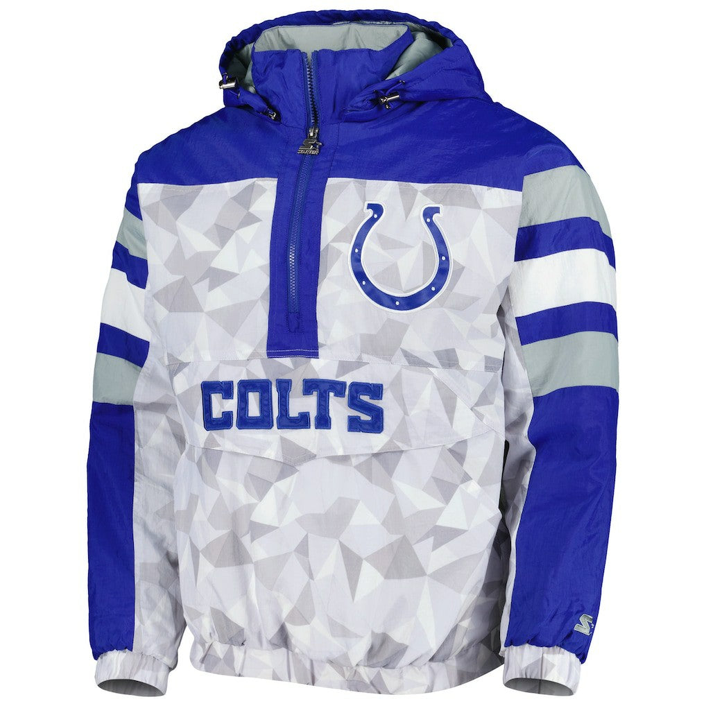 Indianapolis Colts Starter Thursday Night Gridiron Raglan Half-Zip Hooded Jacket White/Royal - NFL