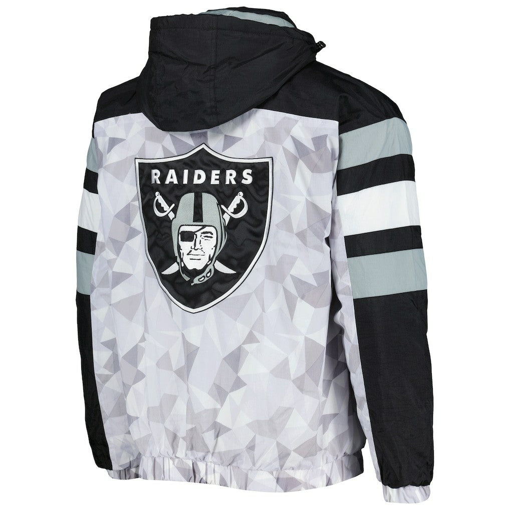 Las Vegas Raiders Starter Thursday Night Gridiron Raglan Half-Zip Hooded Jacket White/Black - NFL