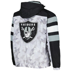 Las Vegas Raiders Starter Thursday Night Gridiron Raglan Half-Zip Hooded Jacket White/Black - NFL
