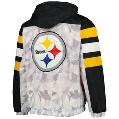 Pittsburgh Steelers Starter Thursday Night Gridiron Raglan Half-Zip Hooded Jacket White/Black - NFL