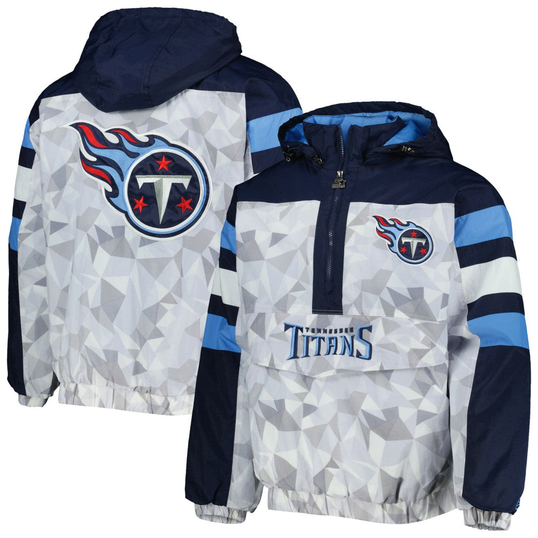 Tennessee Titans Starter Thursday Night Gridiron Raglan Half-Zip Hooded Jacket White/Navy - NFL