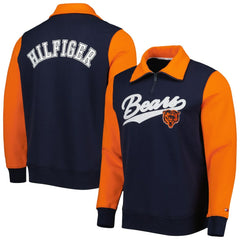 Chicago Bears Tommy Hilfiger Aiden Quarter-Zip Sweatshirt Navy/Orange - NFL