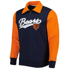 Chicago Bears Tommy Hilfiger Aiden Quarter-Zip Sweatshirt Navy/Orange - NFL