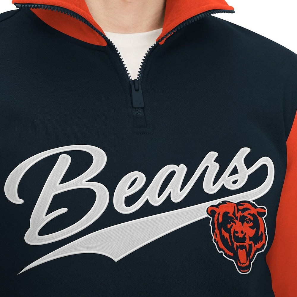 Chicago Bears Tommy Hilfiger Aiden Quarter-Zip Sweatshirt Navy/Orange - NFL