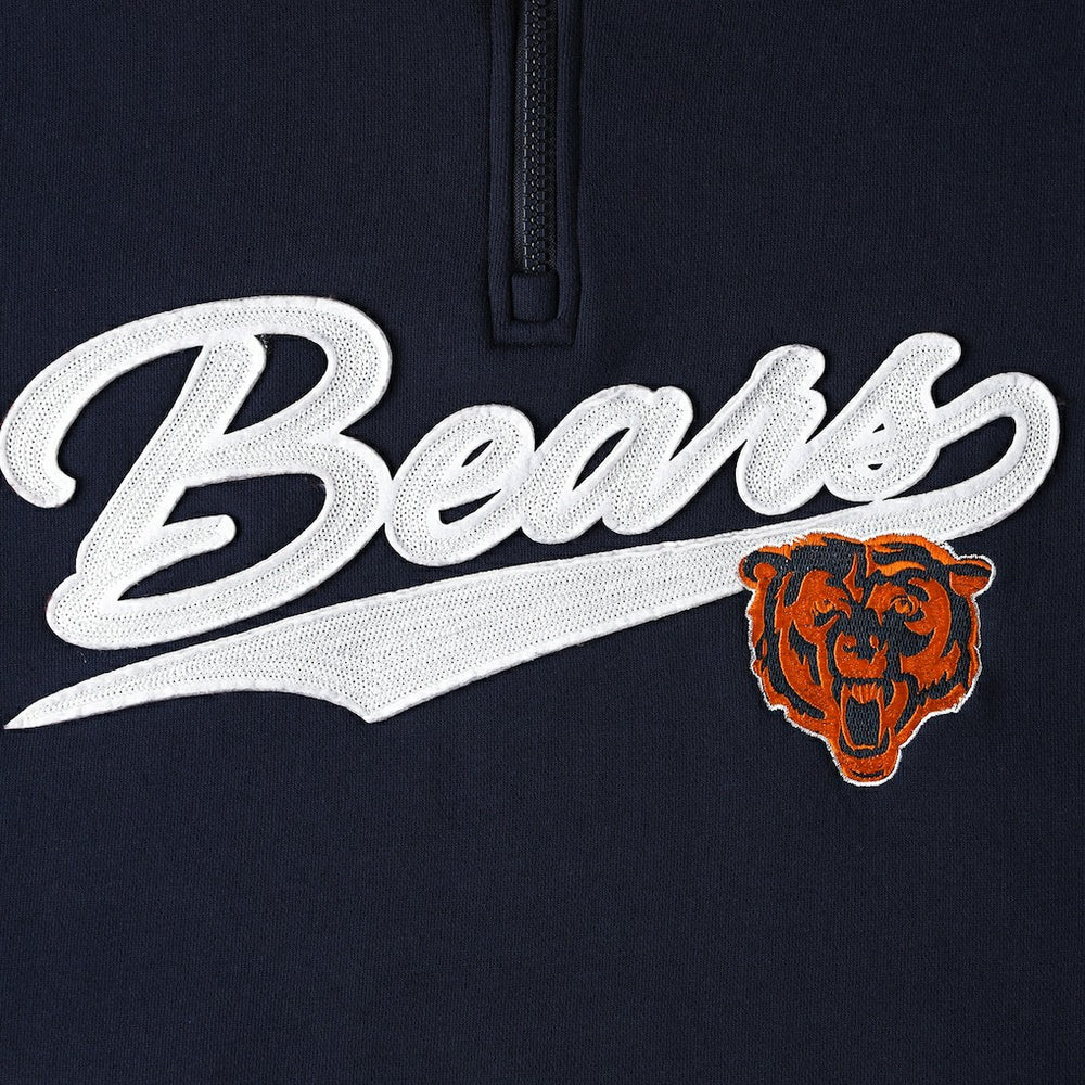 Chicago Bears Tommy Hilfiger Aiden Quarter-Zip Sweatshirt Navy/Orange - NFL