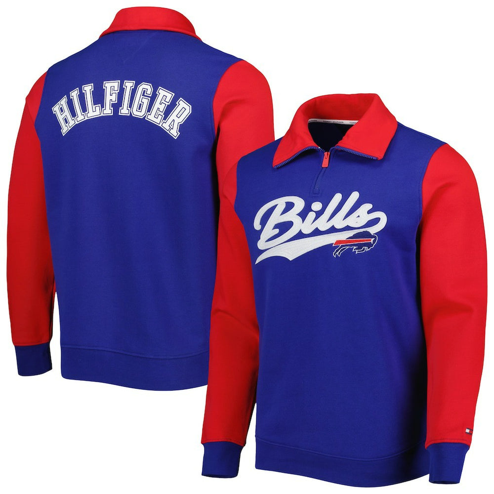 Buffalo Bills Tommy Hilfiger Aiden Quarter-Zip Sweatshirt Royal/Red - NFL