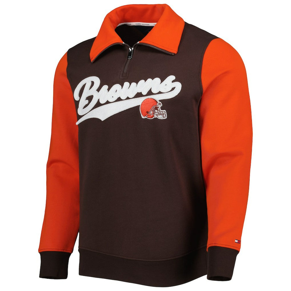 Cleveland Browns Tommy Hilfiger Aiden Quarter-Zip Sweatshirt Brown/Orange - NFL