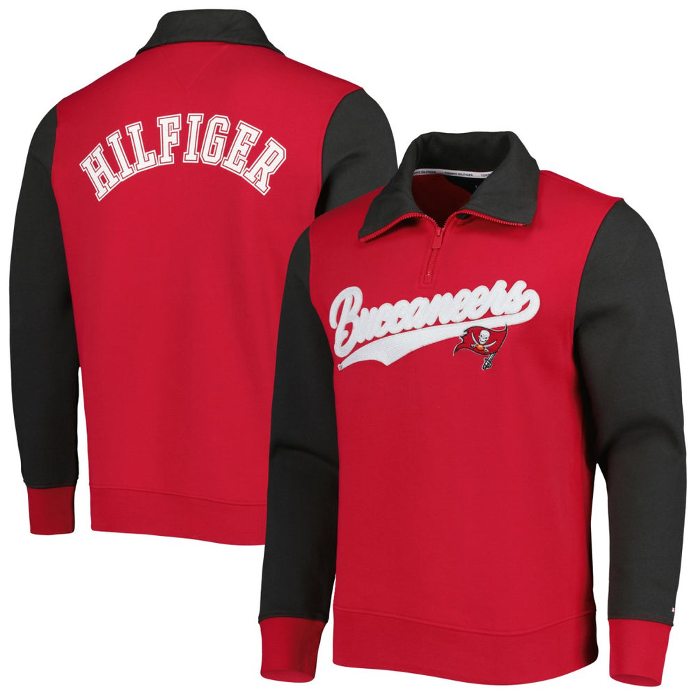 Tampa Bay Buccaneers Tommy Hilfiger Aiden Quarter-Zip Sweatshirt Red/Pewter - NFL