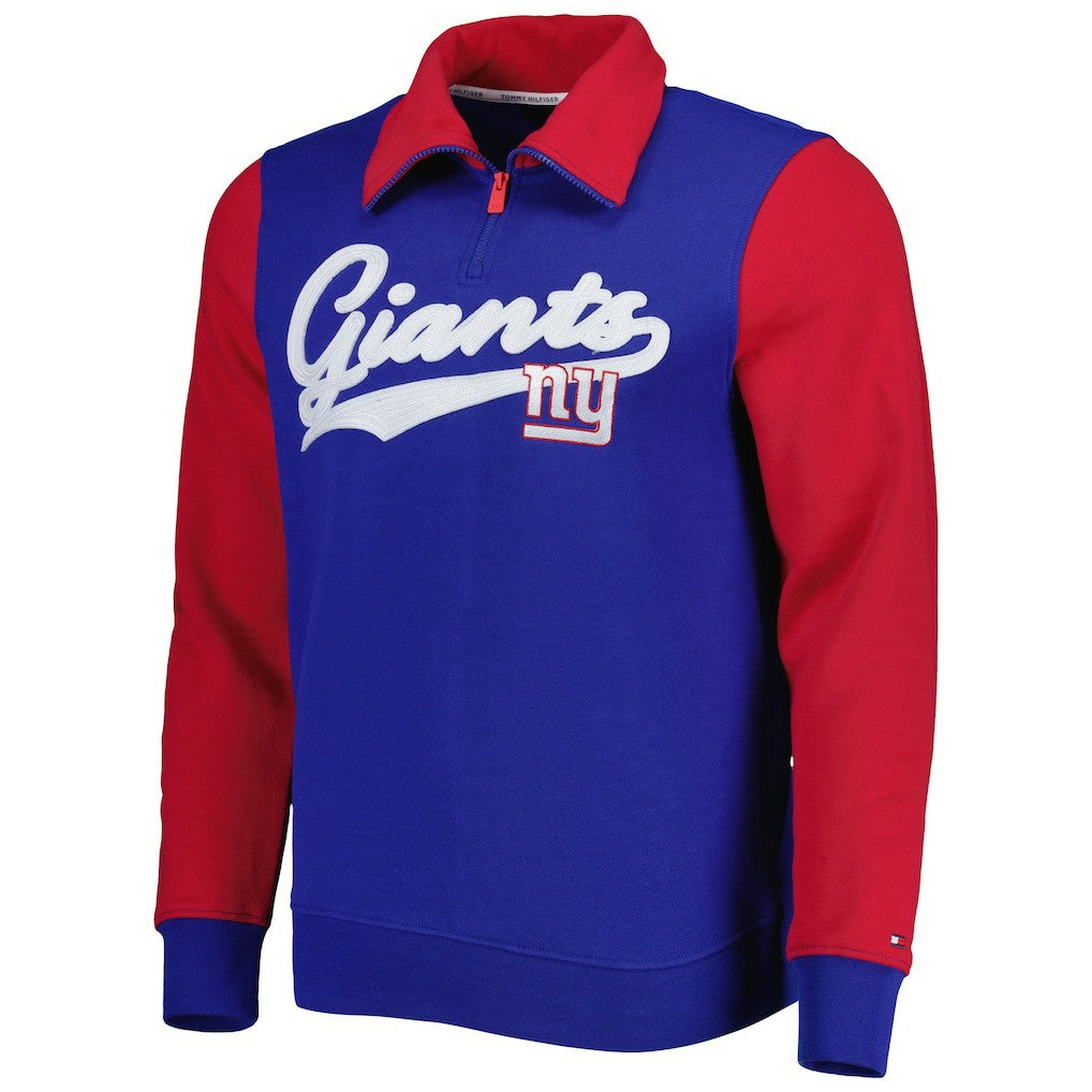 New York Giants Tommy Hilfiger Aiden Quarter-Zip Sweatshirt Royal/Red - NFL