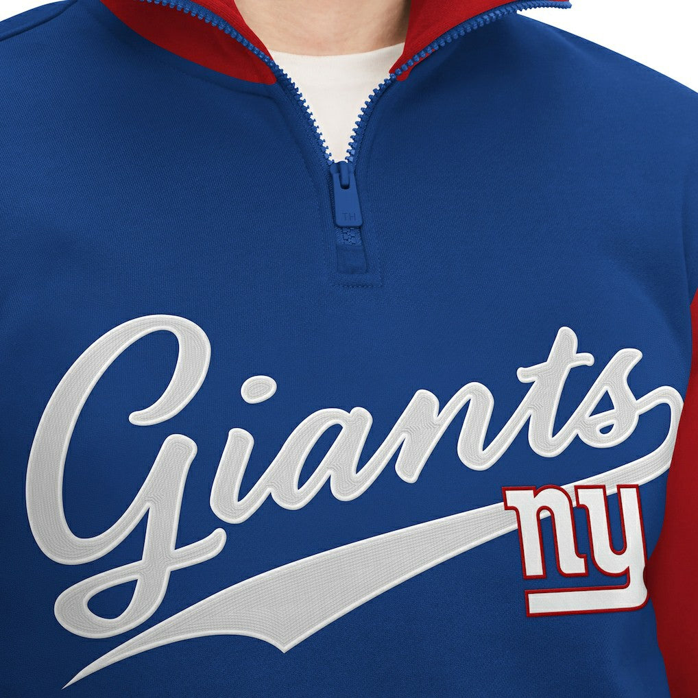 New York Giants Tommy Hilfiger Aiden Quarter-Zip Sweatshirt Royal/Red - NFL