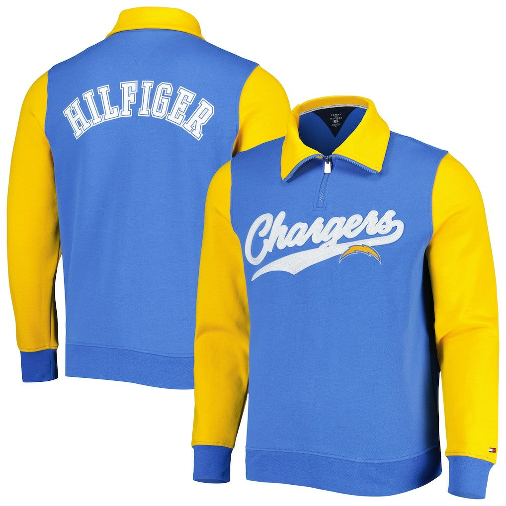 Los Angeles Chargers Tommy Hilfiger Aiden Quarter-Zip Sweatshirt Powder Blue/Gold - NFL